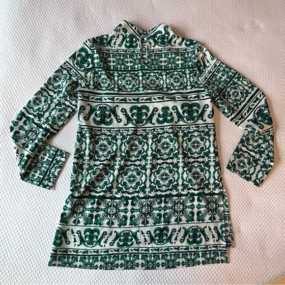 H&M Tunic High Collar Green White‎ Pattern Size 2 - Picture 7 of 11